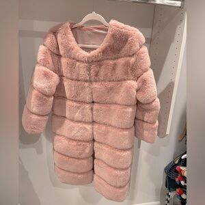 Faux fur light dusty rose coat